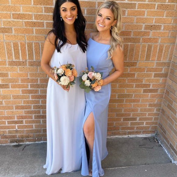 cornflower blue bridesmaid dresses sale Halter Neck Chiffon Bridesmaid Dress main image 0